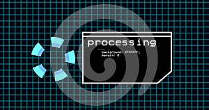 Programing coding process on terminal control panel. Data processing panel with grid line. over 4k resolution coding panel