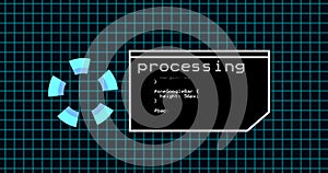 Programing coding process on terminal control panel. Data processing panel with grid line. over 4k resolution coding panel