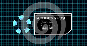 Programing coding process on terminal control panel. Data processing panel with grid line. over 4k resolution coding panel