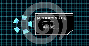 Programing coding process on terminal control panel. Data processing panel with grid line. over 4k resolution coding panel