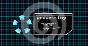 Programing coding process on terminal control panel. Data processing panel with grid line. over 4k resolution coding panel