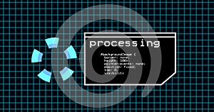 Programing coding process on terminal control panel. Data processing panel with grid line. over 4k resolution coding panel