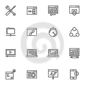 Programing and web design line icons set