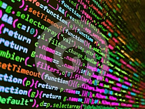 Programing workflow abstract algorithm concept. Digital technology on display. Concept of security, programming and hacking, deep