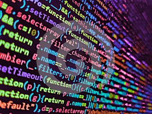 Programing workflow abstract algorithm concept. Digital technology on display. Concept of security, programming and hacking, deep