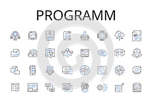 Programm line icons collection. Project, System, Application, Application software, Software program, Computer software