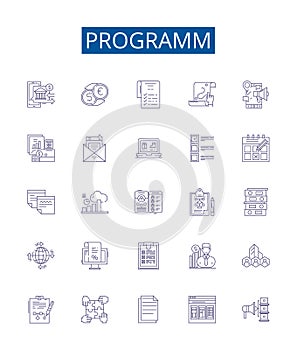 Programm line icons signs set. Design collection of Program, Programming, Software, Routine, Algorithm, Logic, Syntax