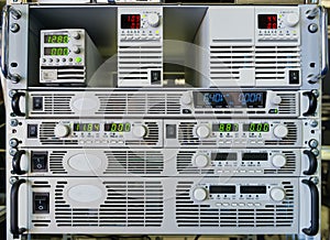 Programmable AC and DC power supplies installed in the rack
