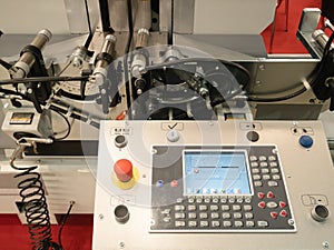 Programmable remote control CNC milling rolling machine with digital computer. industrial equipment at factory, plant, facility