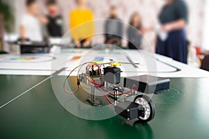 Programmable self-propelled toy vehicle made from construction set parts