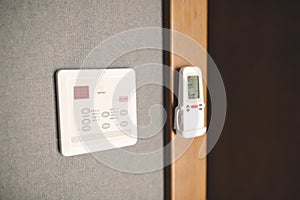 Programmable thermostat in room
