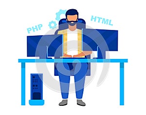 Programmer, coder flat vector illustration