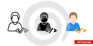 Programmer coder icon of 3 types color, black and white, outline. Isolated vector sign symbol
