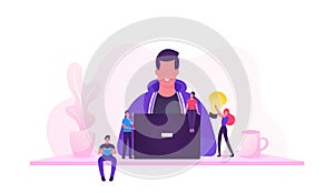 Programmer Coder Web Developer or Software Engineer Sitting at Desk and Working on Computer or Programming