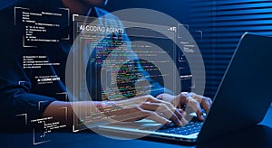 Programmer coding with AI agents interface programming