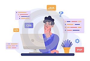 Programmer coding concept