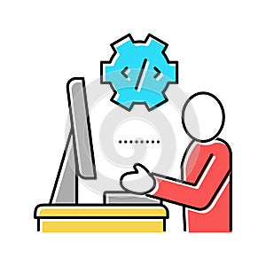 programmer coding and development color icon vector illustration
