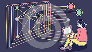 Programmer Coding with Digital Network Vector Art, vector design Generative AI