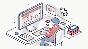 Programmer Coding on Laptop with Coffee, Web Development, vector design Generative AI