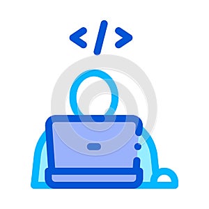 Programmer Coding Laptop Vector Thin Line Icon