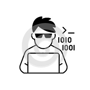 Programmer, computer expert black linear icon