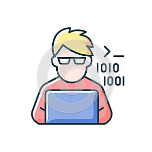 Programmer, computer expert RGB color icon
