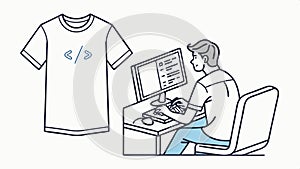 Programmer at computer illustration, coding and software development themes vector design Generative AI