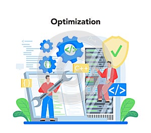 Programmer concept. Idea of coding, testing and writing program