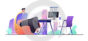 Programmer concept for web banner. Developer works