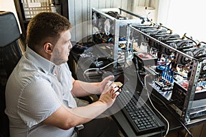 Programmer configures hardware for bitcoin mining