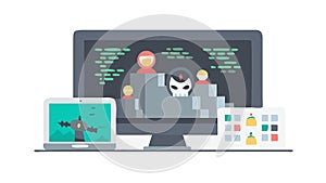 Programmer at Desktop Computer Vector Illustration, Coding and Development, vector design Generative AI