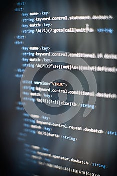 Programmer developer screen, web app coding. Script on computer. Modern display of data source code. Programming code abstract