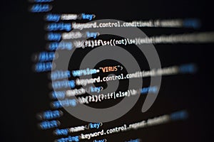 Programmer developer screen, web app coding. Script on computer. Modern display of data source code. Programming code abstract