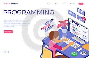 Programmer developing online chat website