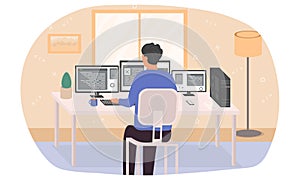 Programmer engaged in computer programming