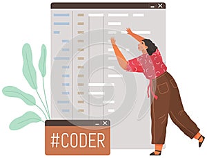 Programmer engineering and coding. Set of programmers working on web development on computers