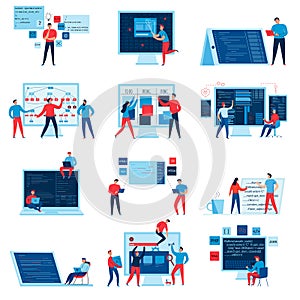 Programmer Flat Icons Set
