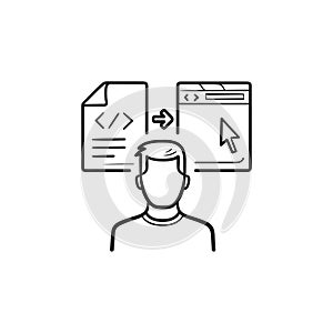 Programmer hand drawn outline doodle icon.