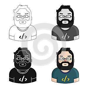 Programmer icon in cartoon style isolated on white background. People of different profession symbol stock vector