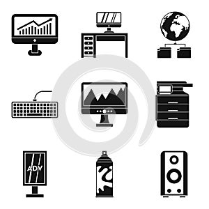Programmer icons set, simple style