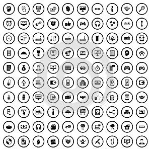 100 programmer icons set, simple style