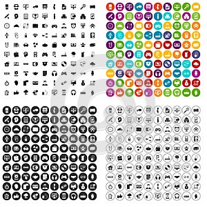 100 programmer icons set vector variant