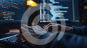 Programmer Immersed in Late Night Coding Session AIG41