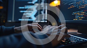 Programmer Immersed in Late Night Coding Session AIG41