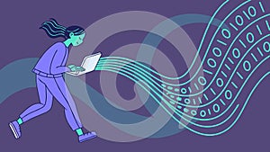 Programmer with laptop, coding and digital technology concept vector design Generative AI