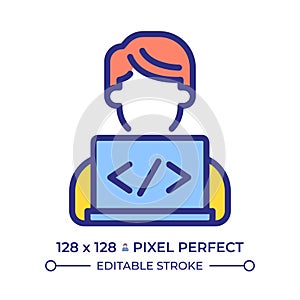 Programmer pixel perfect line color icon