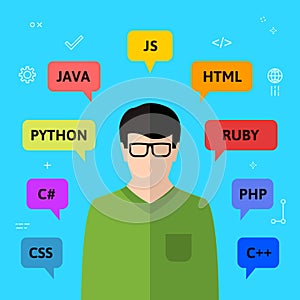 Programmer and programming languages concept