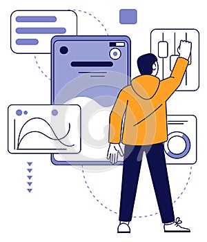 Programmer setting software. Web app development process