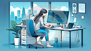 Programmer sitting at a computer