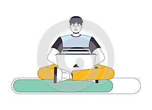 Programmer sitting on loading bar flat design